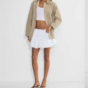 Aritzia White Bubble Mini Skirt with Ruffled Style